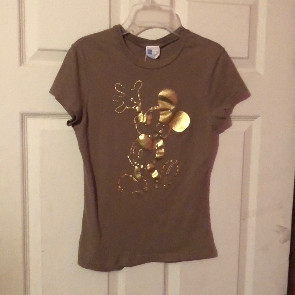 Mickey Mouse Tan Graphic T-Shirt Girls Medium M